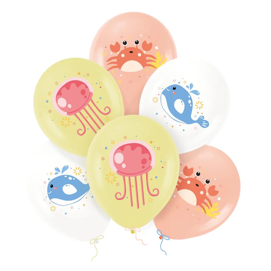 Ballongbukett med havsdjur (6-pack)