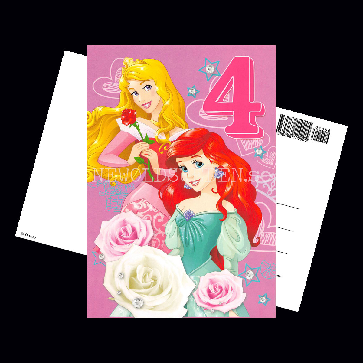 Grattis 4-år PRINCESS DISNEY Vykort - 556 - 2