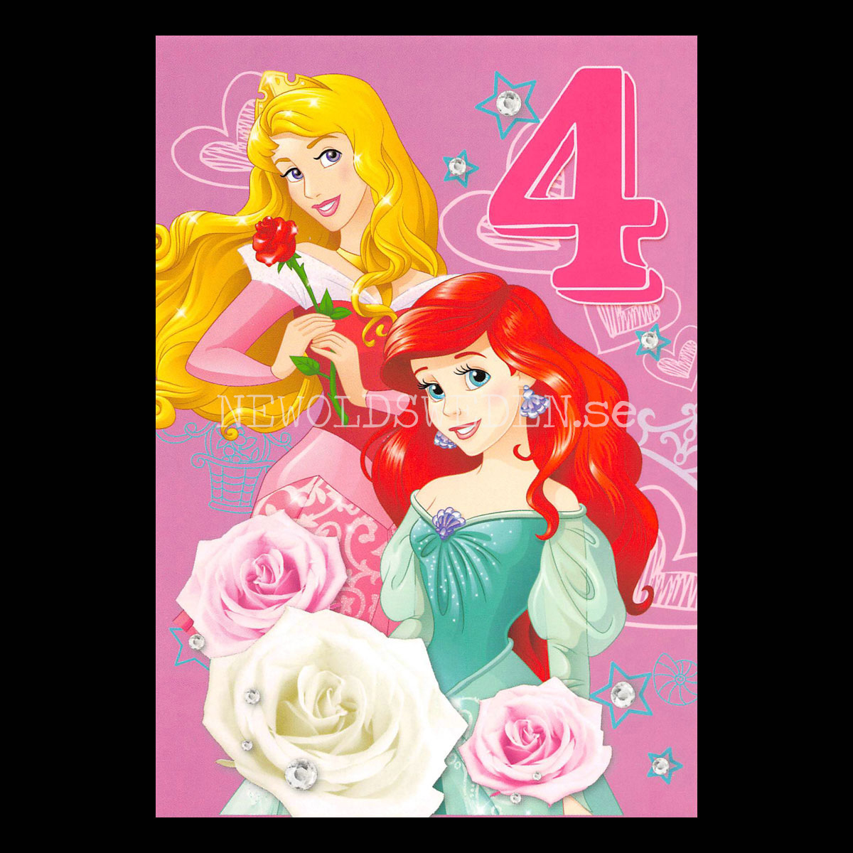 Grattis 4-år PRINCESS DISNEY Vykort - 556