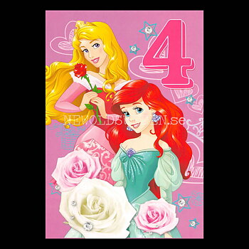 Grattis 4-år PRINCESS DISNEY Vykort - 556