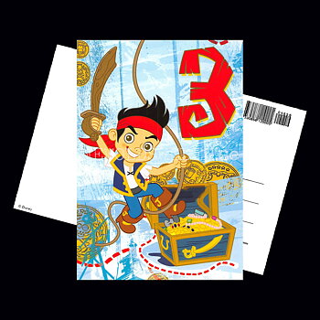 Grattis 3-år JAKE AND THE NEVERLAND PIRATES DISNEY Vykort - 556