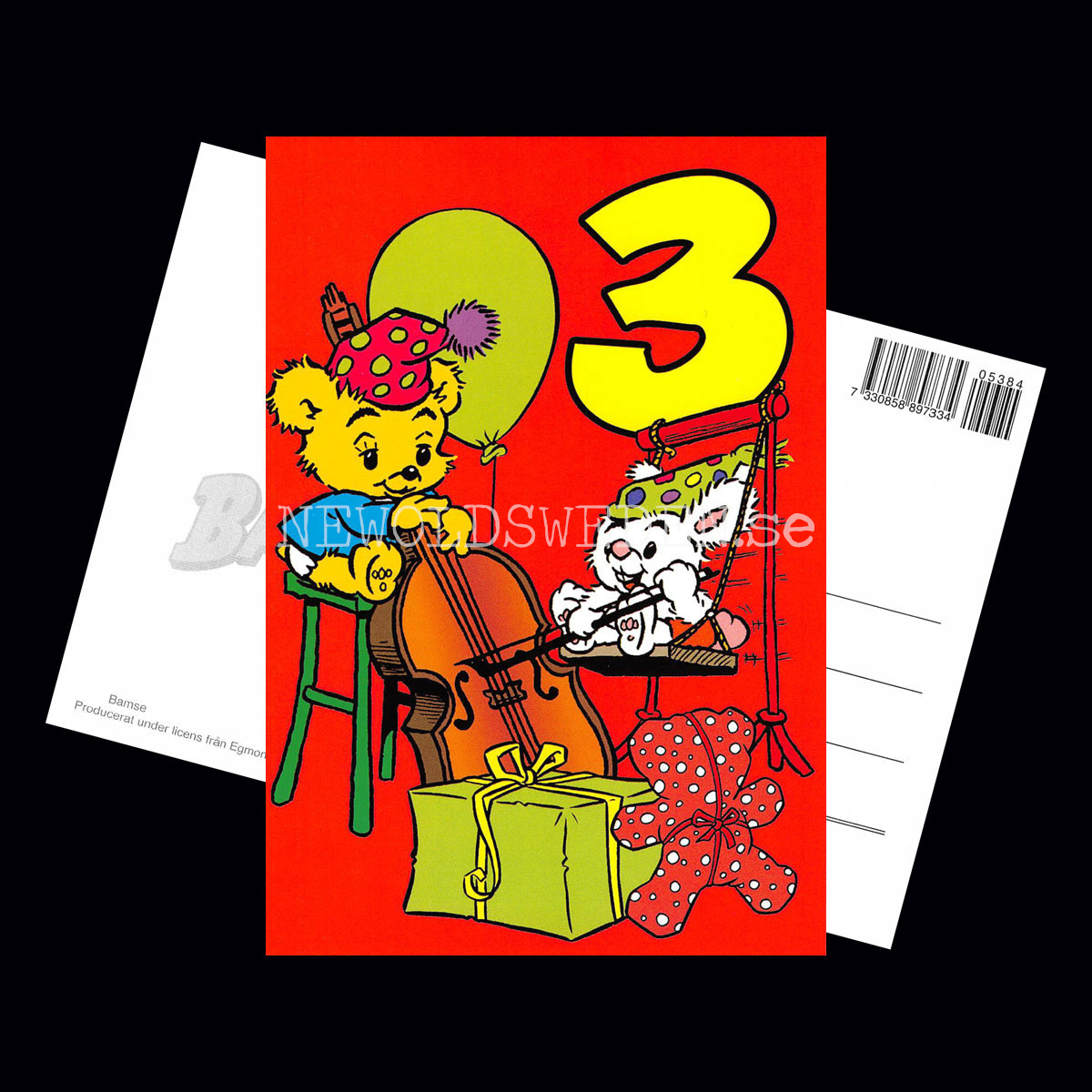 Grattis 3-år BAMSE Vykort - 556 - 2