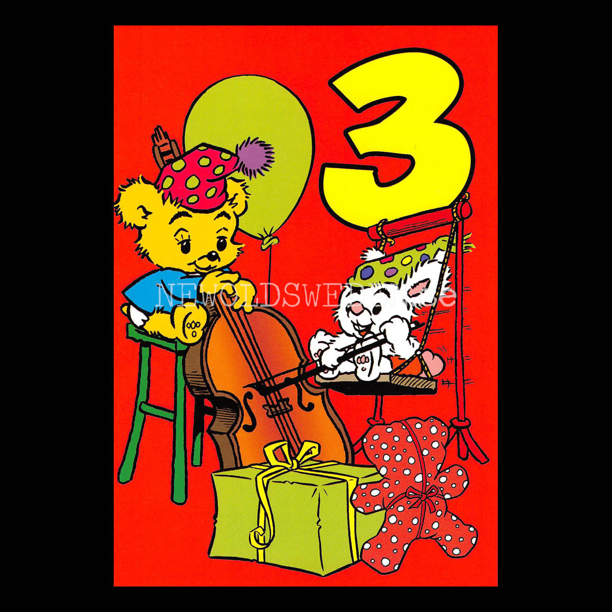 Grattis 3-år BAMSE Vykort - 556
