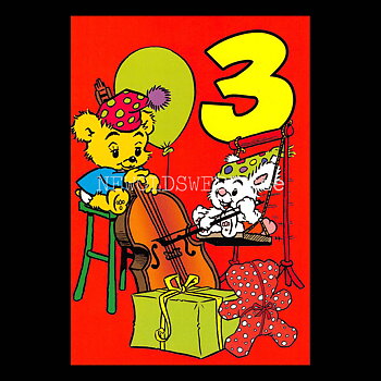 Grattis 3-år BAMSE Vykort - 556