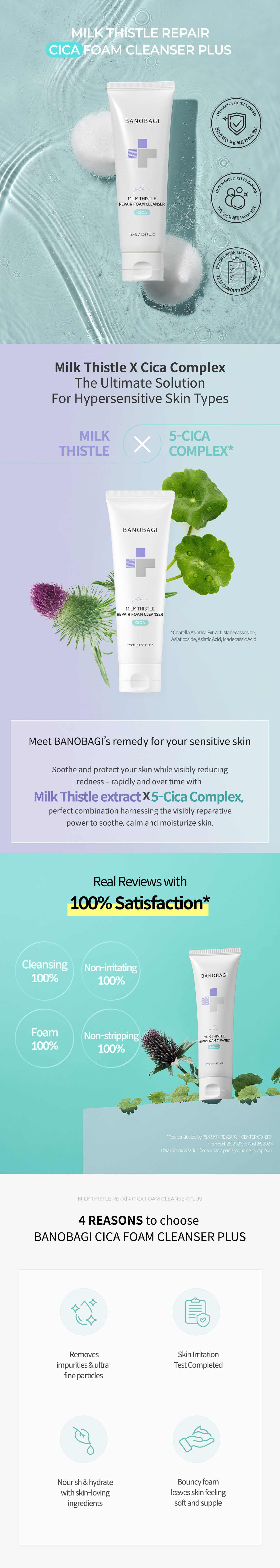 TILBUD UTLØPSDATO JUNI26 BANOBAGI -  REPAIR CICA FOAM CLEANSER 120ML - 3