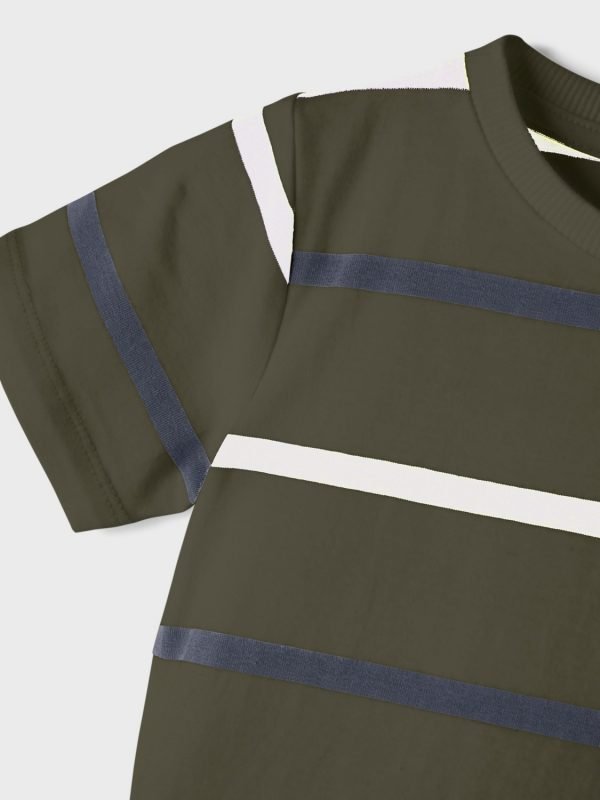 Name it Mini Randig T-shirt, Oliv, Storlek 110 - 2