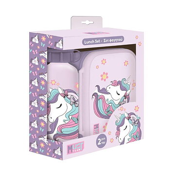 Unicorn Matlåda med Vattenflaska Set
