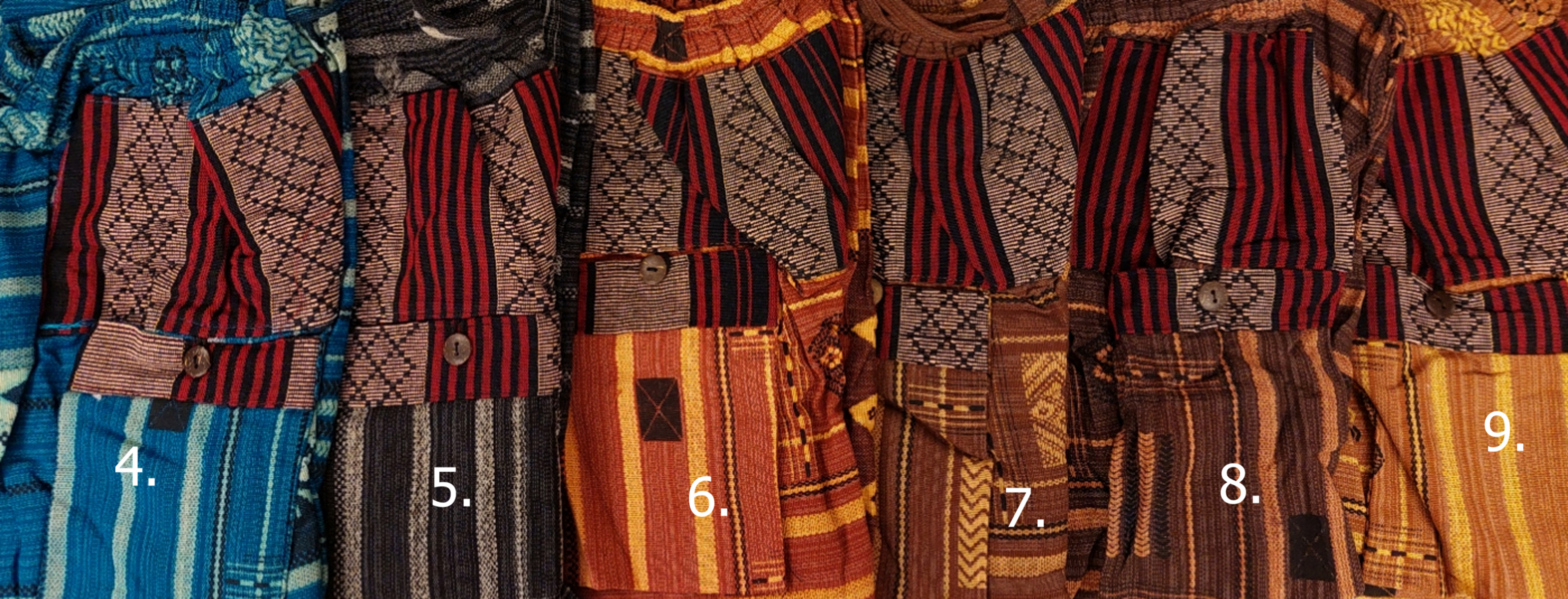 Haremsbyxor - Aztec Kubiskt Mönster / Tribal weave med utanpå-ficka - 5