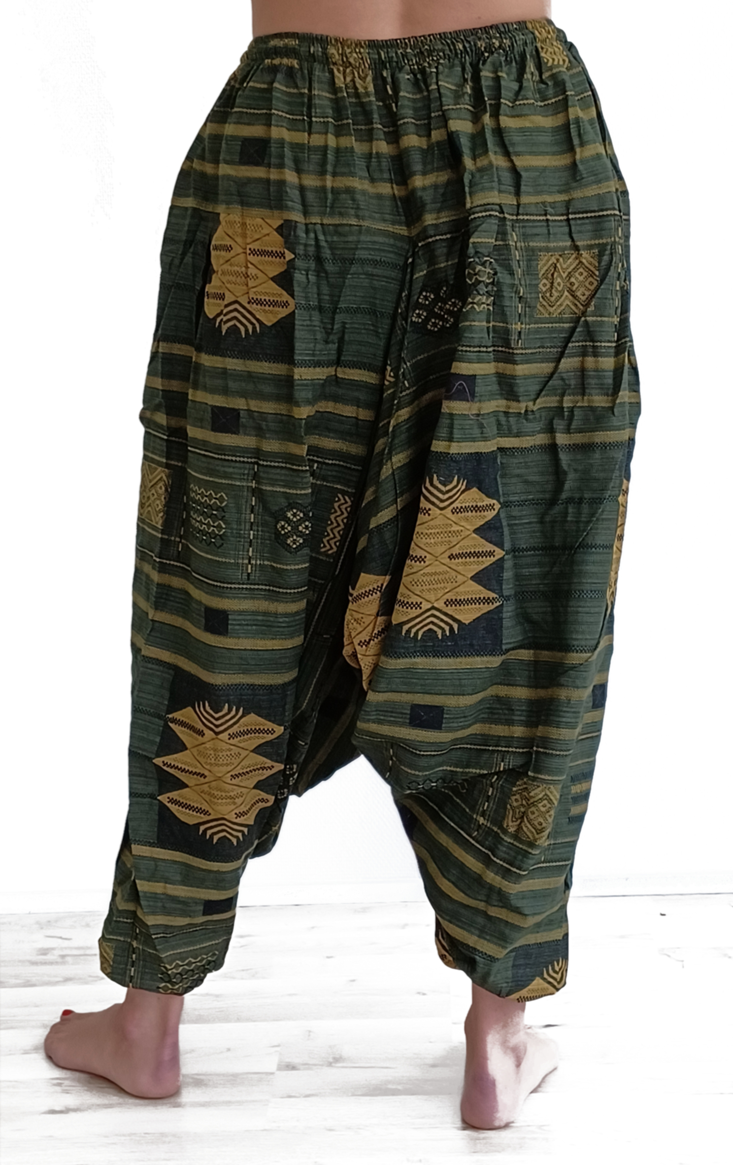 Haremsbyxor - Aztec Kubiskt Mönster / Tribal weave med utanpå-ficka - 2