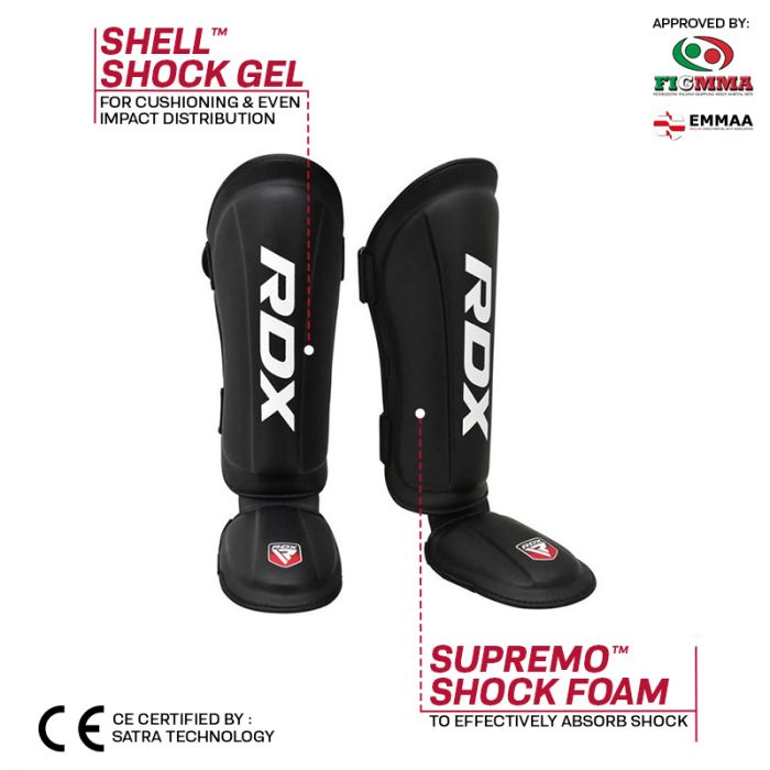 MMA Shinguard - RDX T1 Black SMMAF Approved - 2