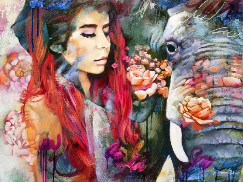 Kvinna & Elefant, Diamond Picture Diamond Painting
