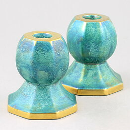 ジョセフ・エクベル  緑色のキャンドルホルダー  つぼみ型  2個  9cm  1920年代