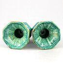 Josef Ekberg (1920s) Two Bud Candleholders with Green Luster Glaze 9 cm