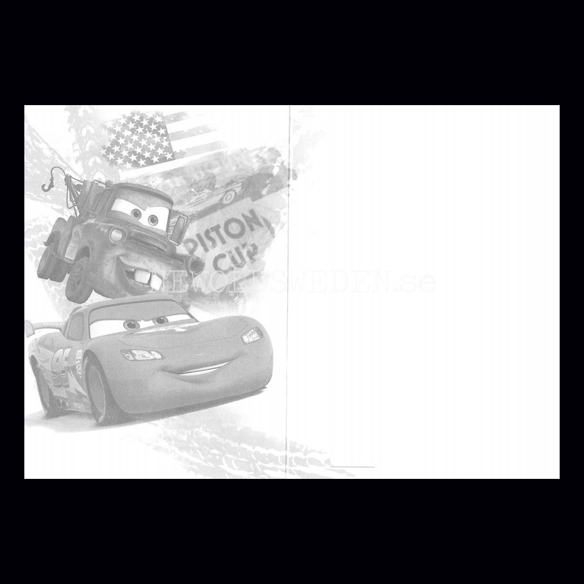 Grattis 6-år CARS  DISNEY Dubbelkort med kuvert - 999 - 2