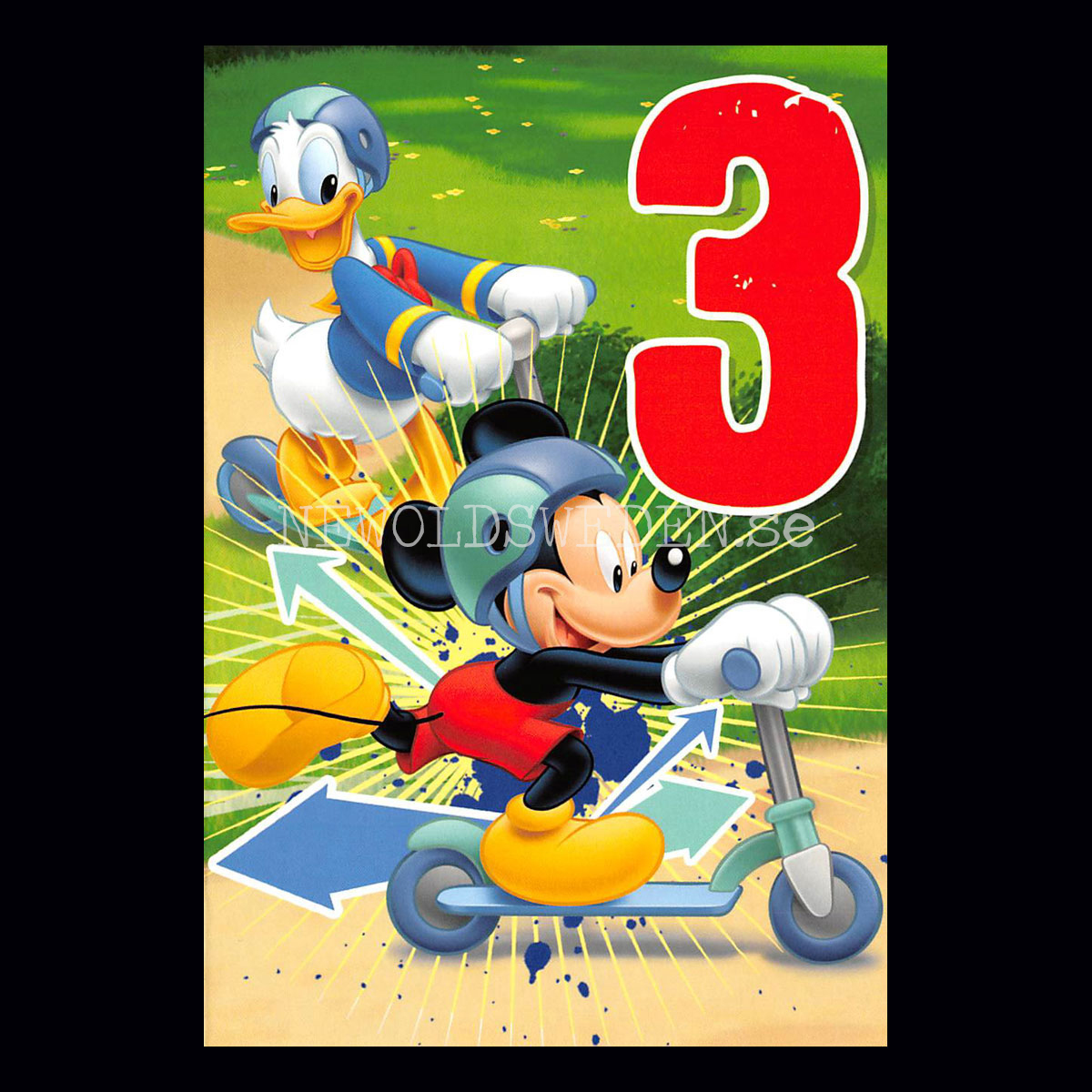 Grattis 3-år MICKEY  DISNEY Dubbelkort med kuvert - 999