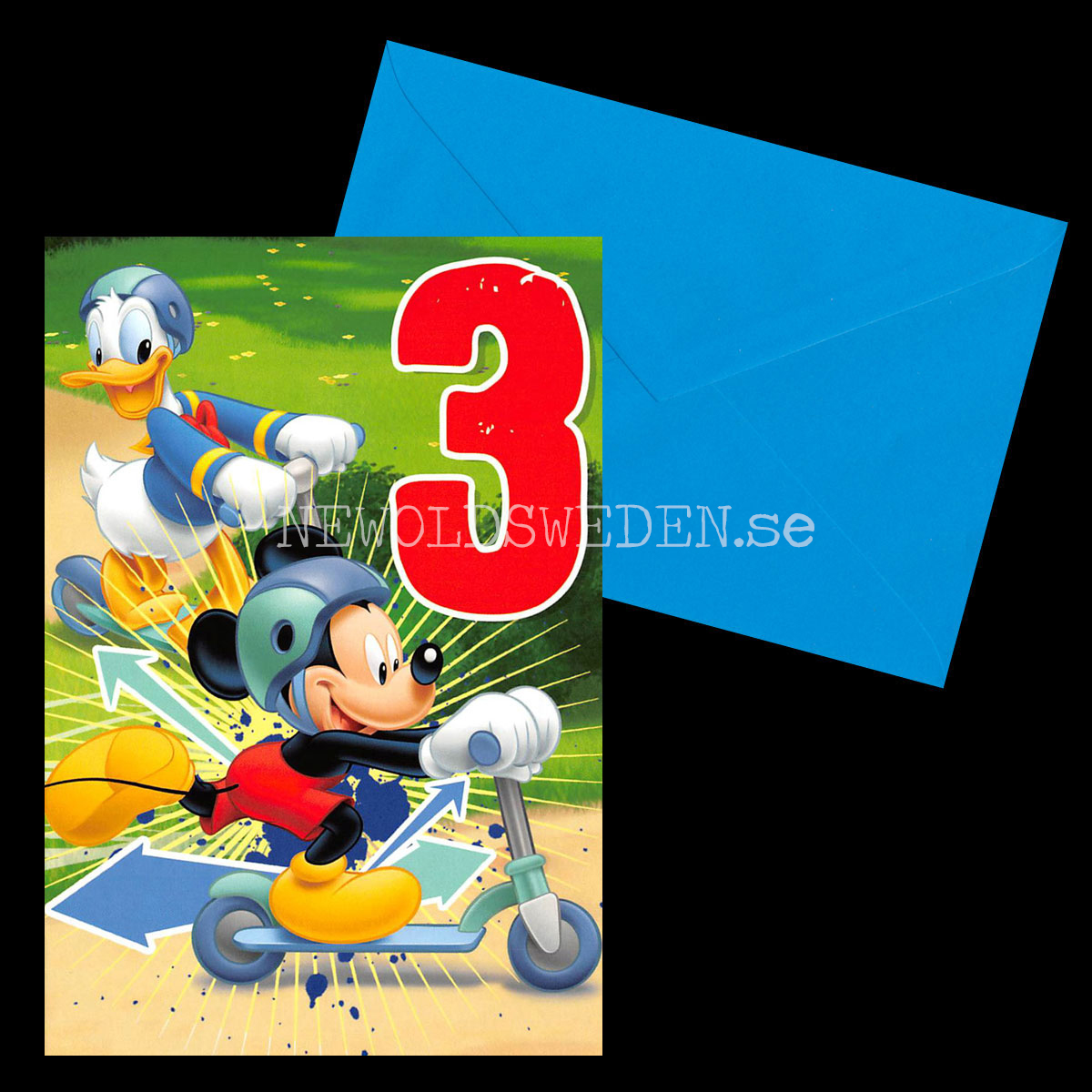 Grattis 3-år MICKEY  DISNEY Dubbelkort med kuvert - 999 - 3