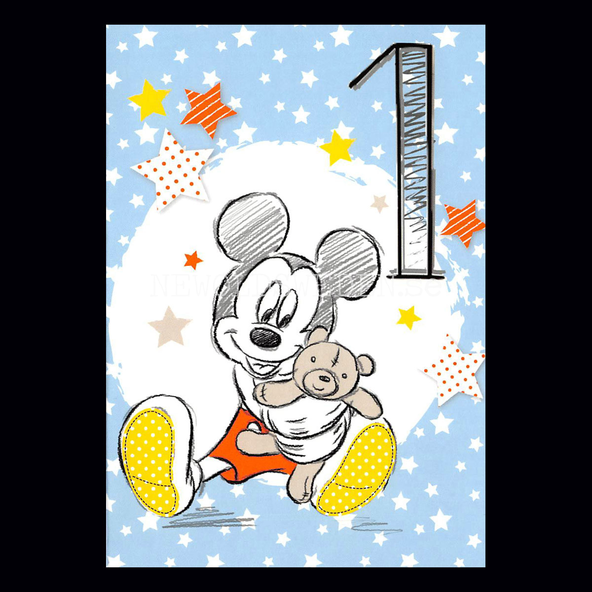 Grattis 1-år MICKEY  DISNEY Dubbelkort med kuvert - 999