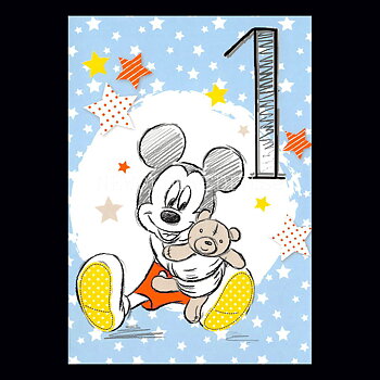 Grattis 1-år MICKEY  DISNEY Dubbelkort med kuvert - 999