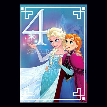 Grattis 4-år FROZEN  DISNEY Dubbelkort med kuvert - 999
