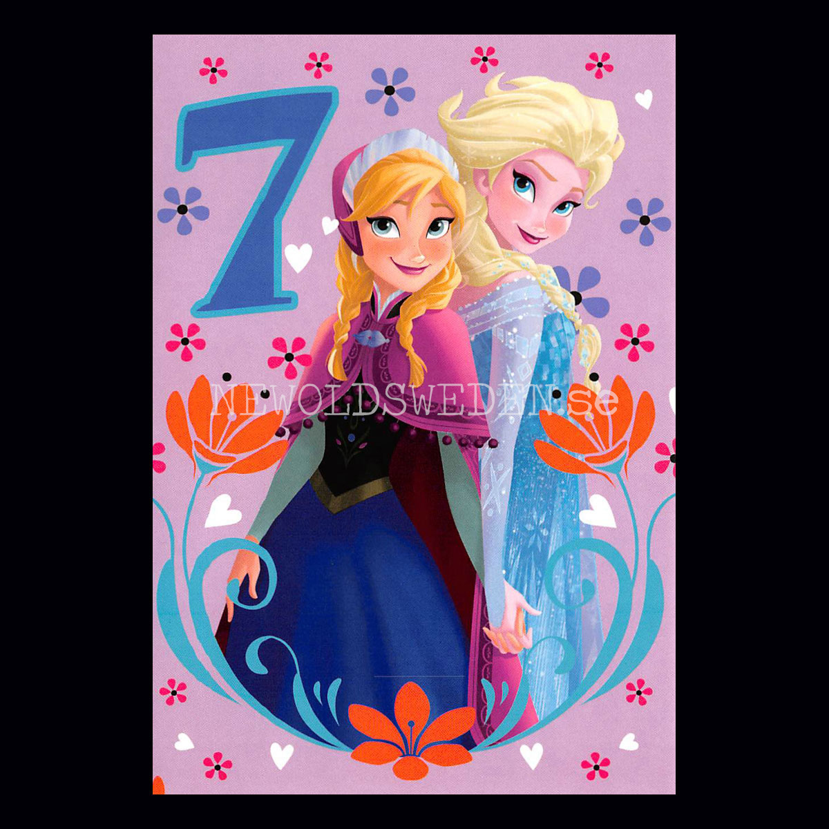 Grattis 7-år FROZEN  DISNEY Dubbelkort med kuvert - 999