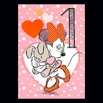 Grattis 1-år MIMMIE  DISNEY Dubbelkort med kuvert - 999