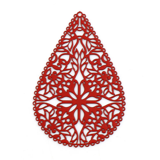 Charm Drop, Filigree Lace, Red