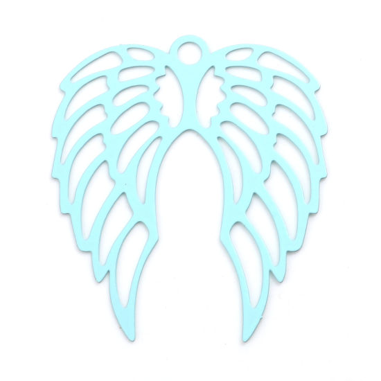 Charm Angel wings Filigree,  Lt blue
