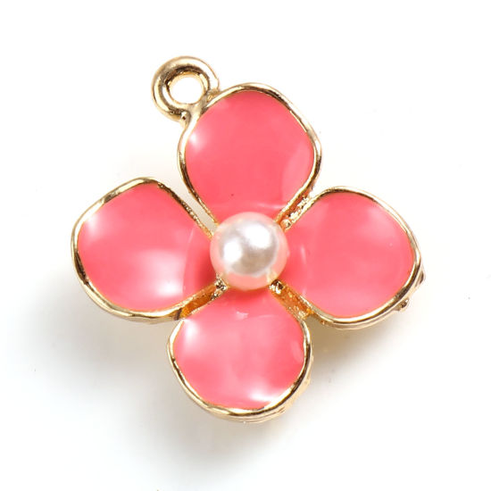 Charm ,  Enameld Flower, Cerice pearl