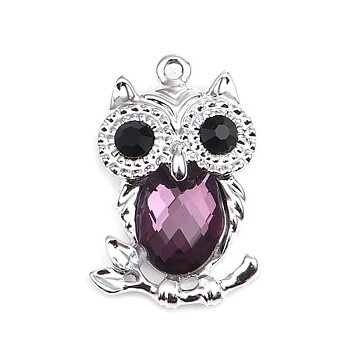Charm Owl  Rhinestone Purple