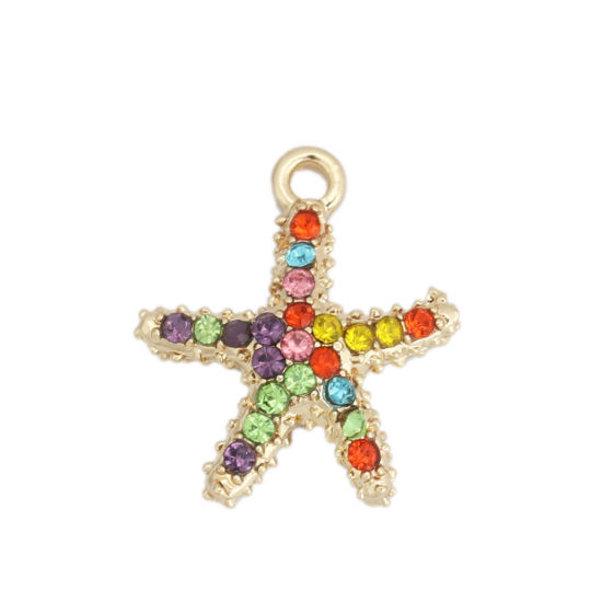 Berlock - Sjöstjärna m rhinestones, multi 18mm