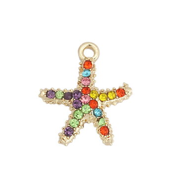 Charm -   Seastar, starfish rhinestones, multi 18mm