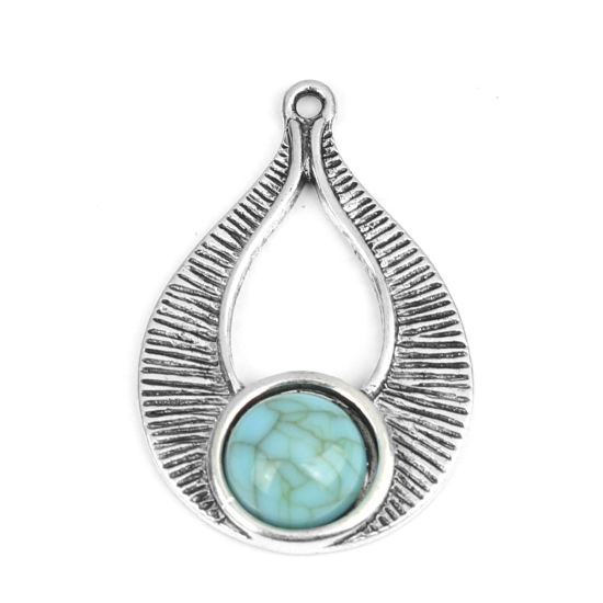 Berlock -   Boho chic Rund droppe Silver, turkos