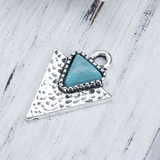 Charm -  Boho  Triangle  silver blue