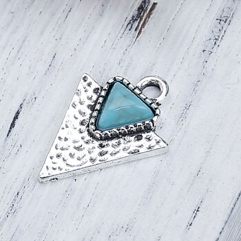 Charm -  Boho  Triangle  silver blue