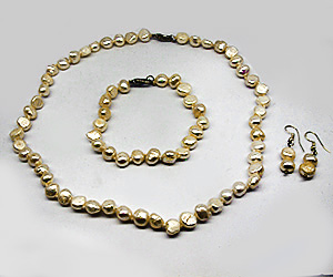 Hermoso conjunto de piedras preciosas de perlas genuinas - 3