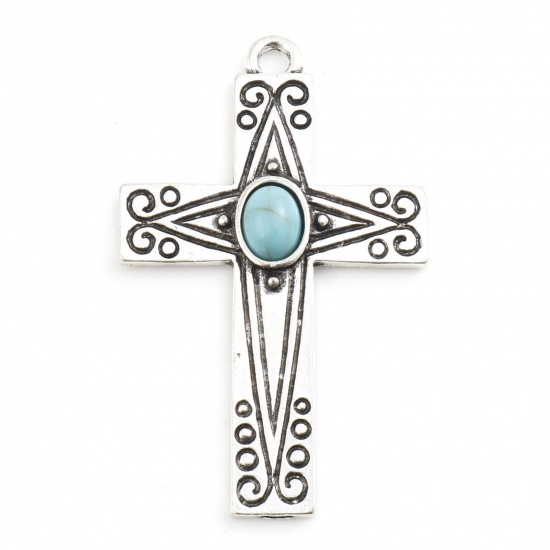 Berlock -   Boho chic Kors Silver, turkos