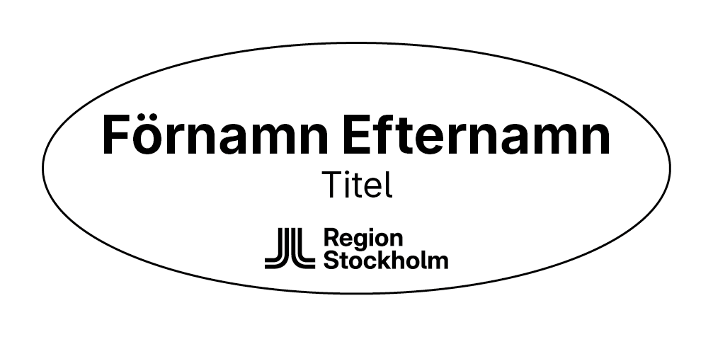 Oval namnskylt med logo