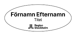 Oval namnskylt med logo