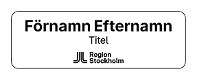 Rektangulär namnskylt med logo