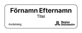 Rektangulär namnskylt med logo