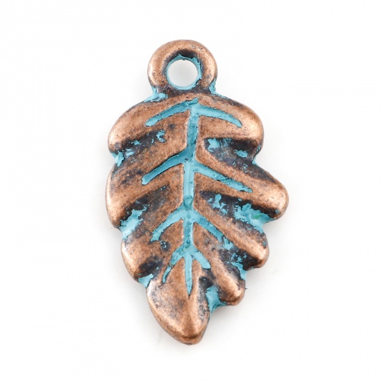 Charm,  Leaf, copper patina