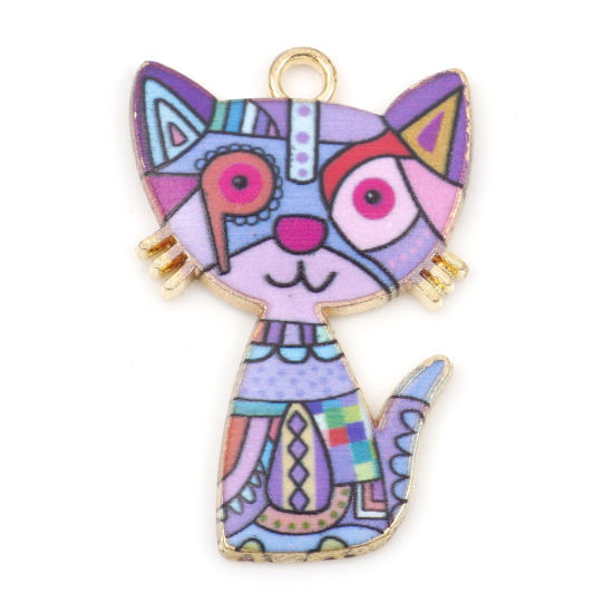 Charm   Enameld Cat  , Modern  Purple pattern