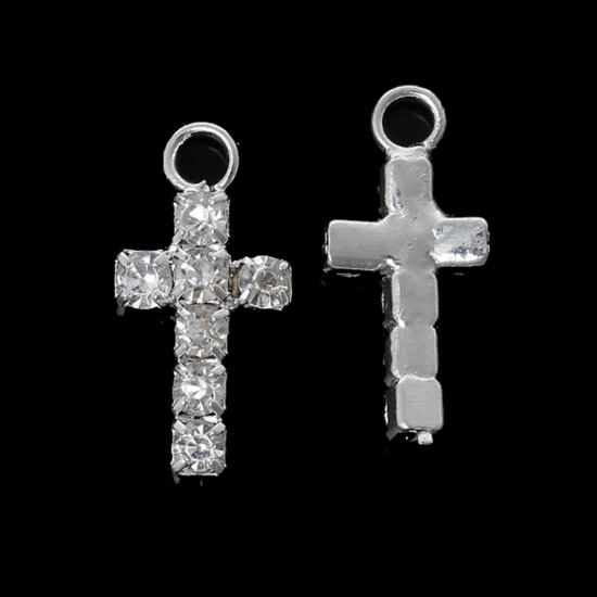 Berlock -  Kors ,  Silver med rhinestones 