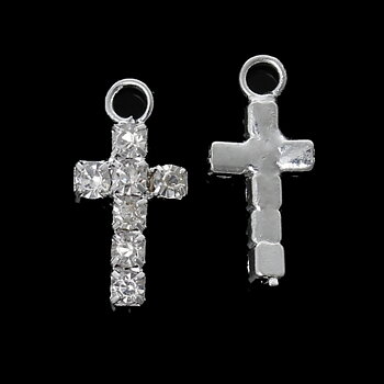 Charm   Cross rhinestones,   silver clear