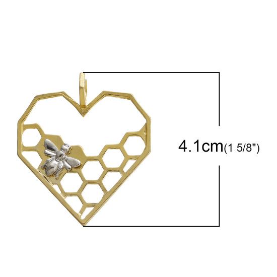 Charm - bee & Honeycomb heart gold