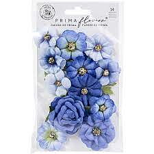  Prima  Mulberry Paper Flowers Watercolor Floral 14  -Blue River/Nature Lover