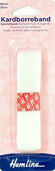 Kardborreband självhäftande 20mm x 30cm vit