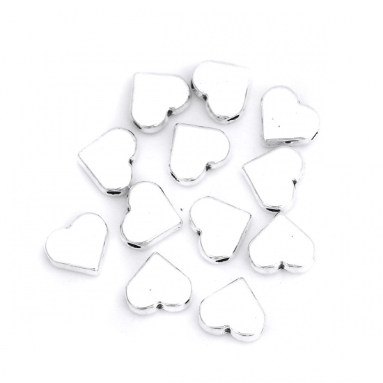 Spacer bead  Silver, Flat heart