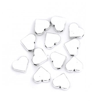 Spacer bead  Silver, Flat heart