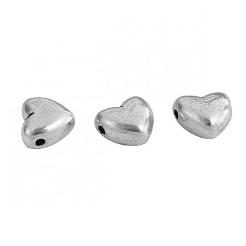 Spacer bead  Silver,  heart 3D